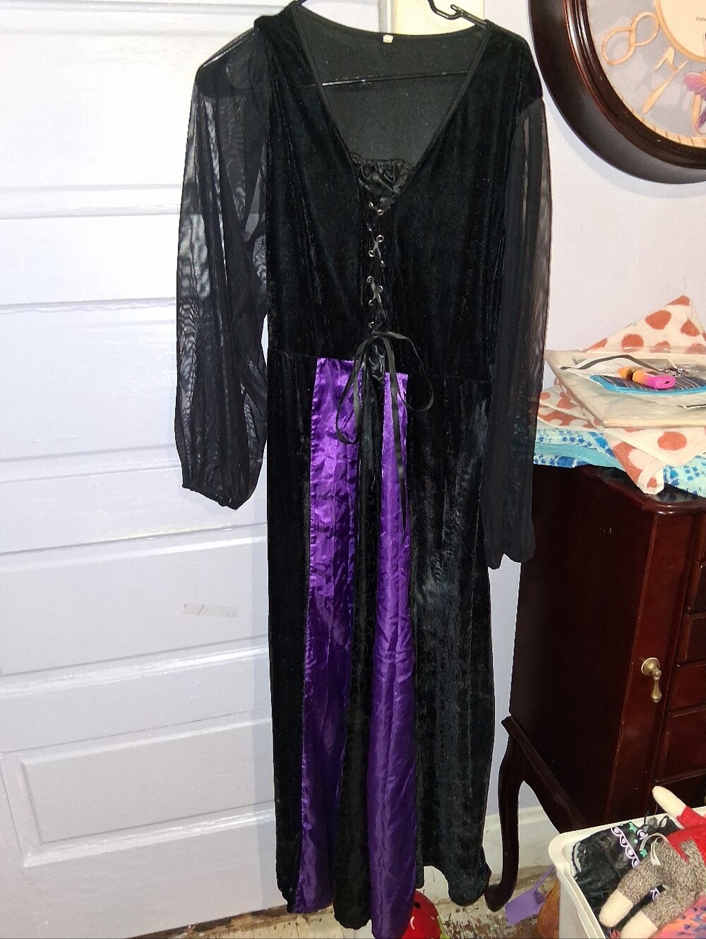 Purple And Black Long Dress For Costume - Picture 8 of 9
